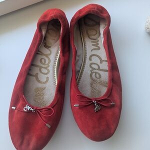 Sam Edelman Red Suede Ballet Flats